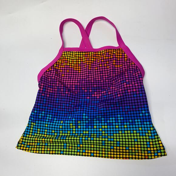 Speedo Girls Multicolor Rainbow Tankini Swim Bathing Suit Top Youth Size 12 - Picture 1 of 6